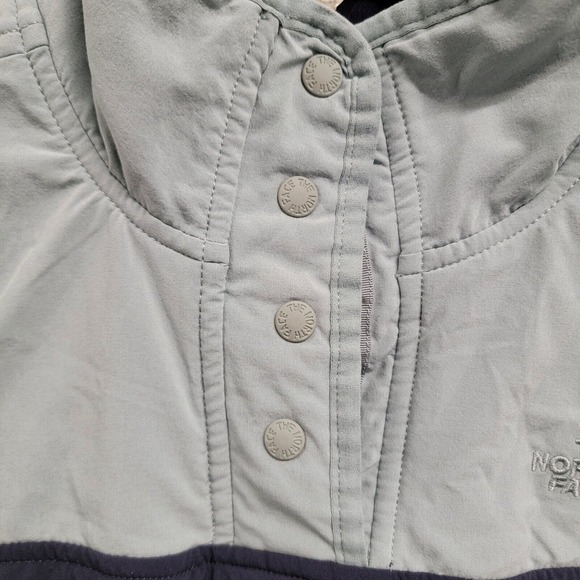 The North Face Snap Pullover Fleece‎ Jacket Women's Size Small Blue Colorblock - Picture 7 of 11